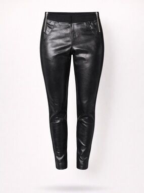 Waverly Grey Black Faux Leather Effect Black Jeggins Size L